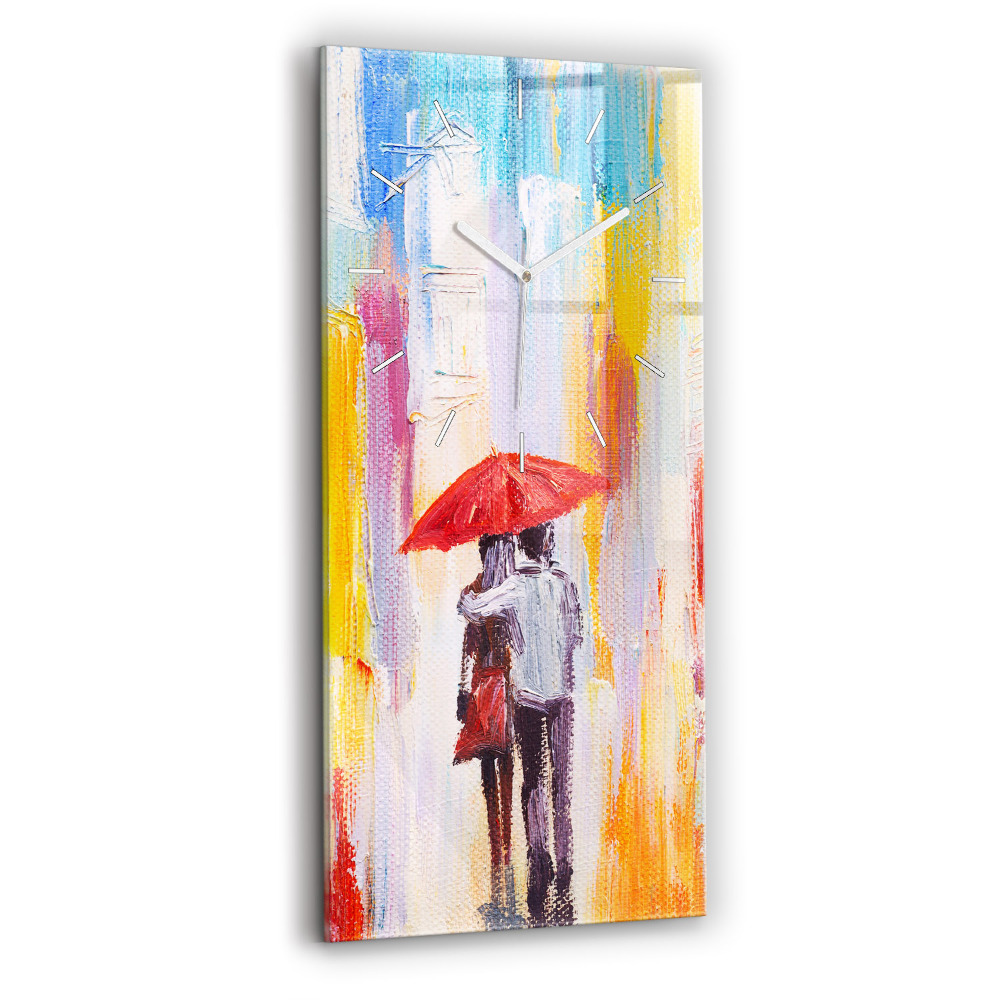 Zegar szklany Para w deszczu