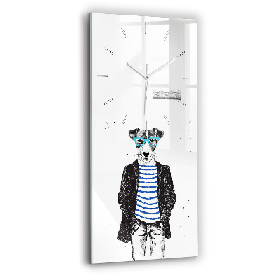 Zegar szklany Pies w ciele człowieka