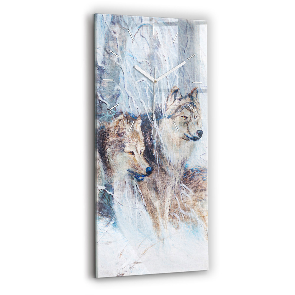 Zegar szklany Wilki w lesie