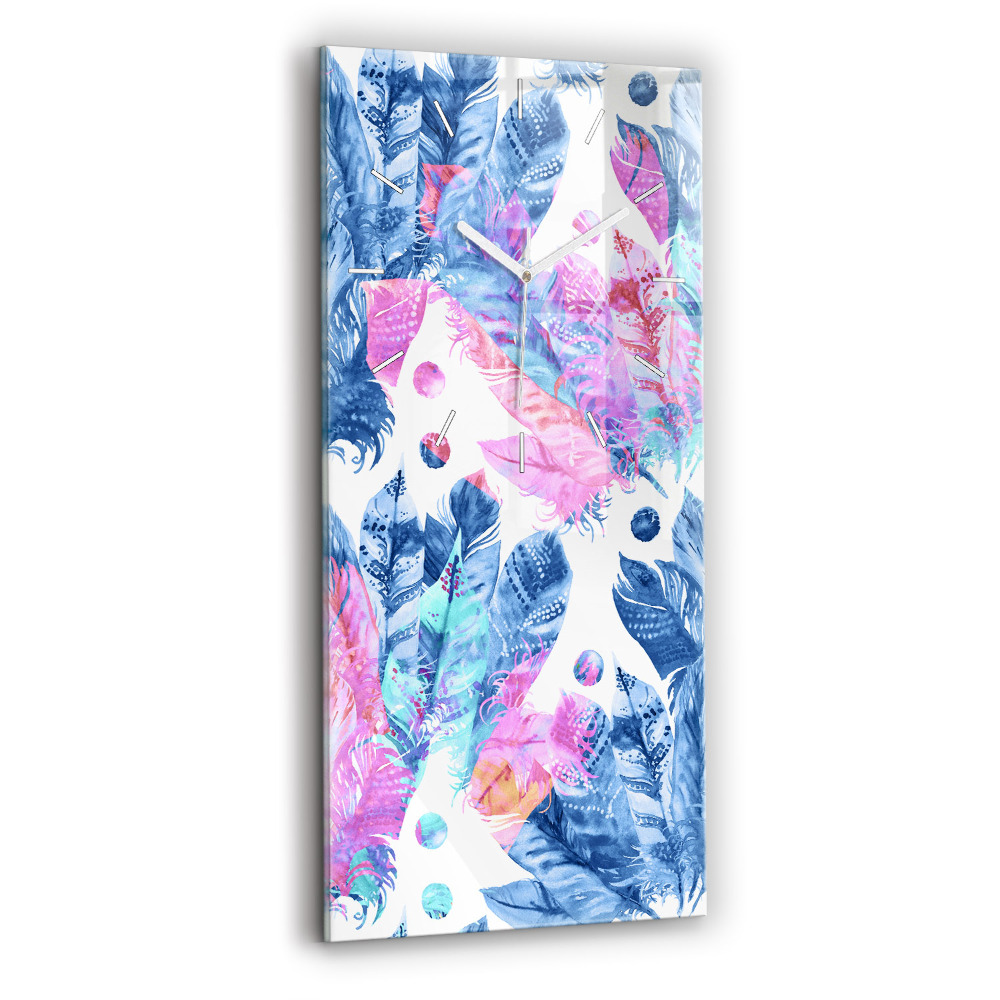 Zegar szklany Kolorowe pióra