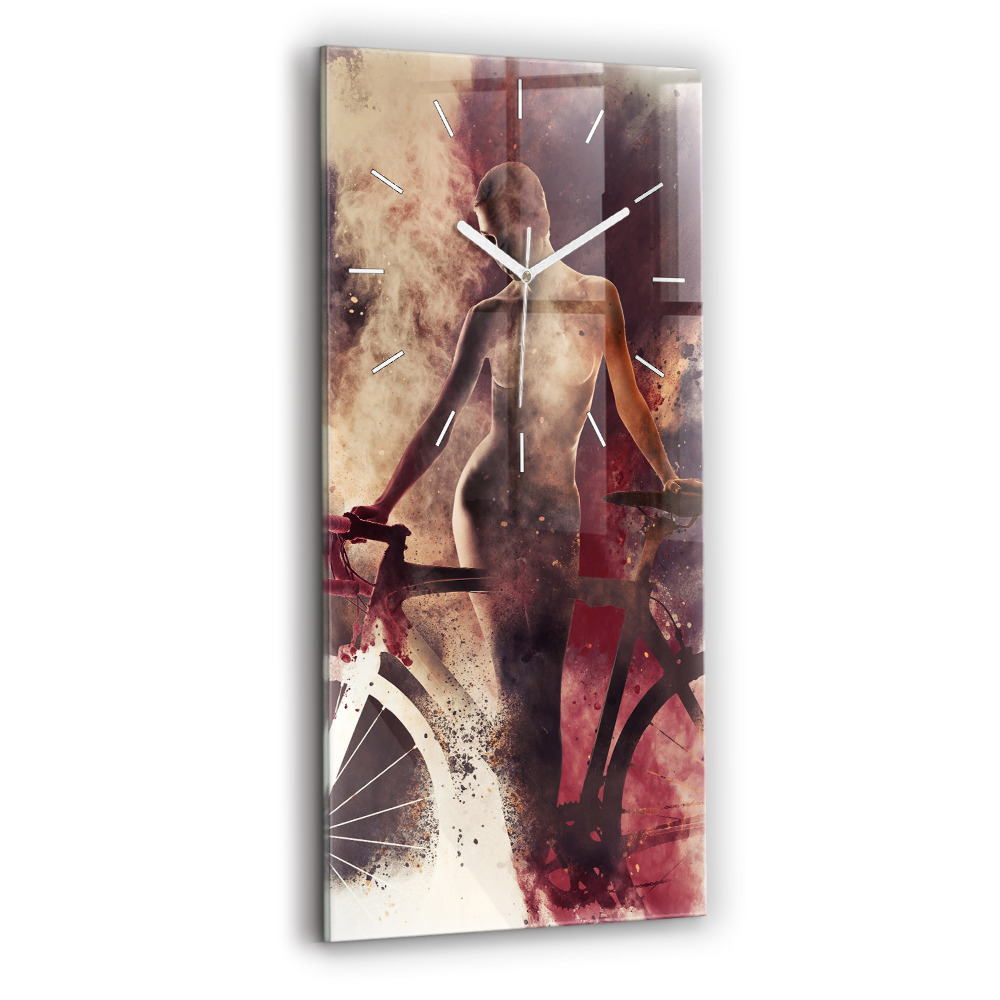 Zegar szklany Kobieta i rower