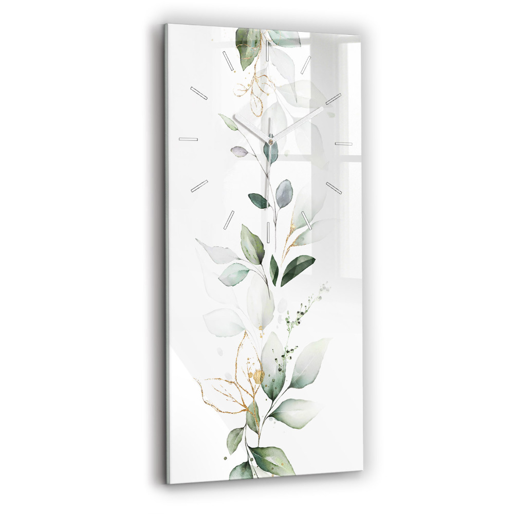 Zegar szklany Abstrakcja liście