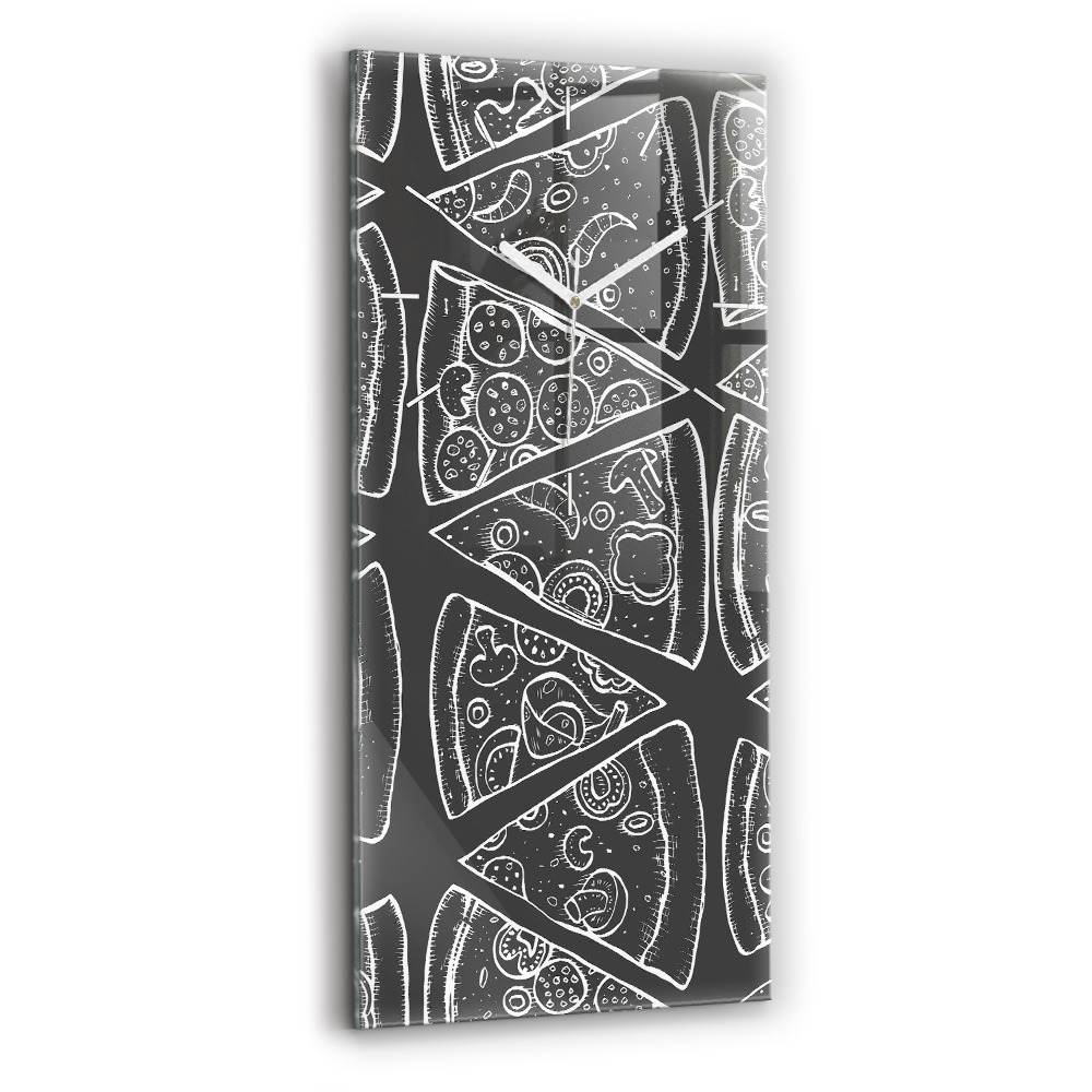 Zegar szklany Namalowana pizza