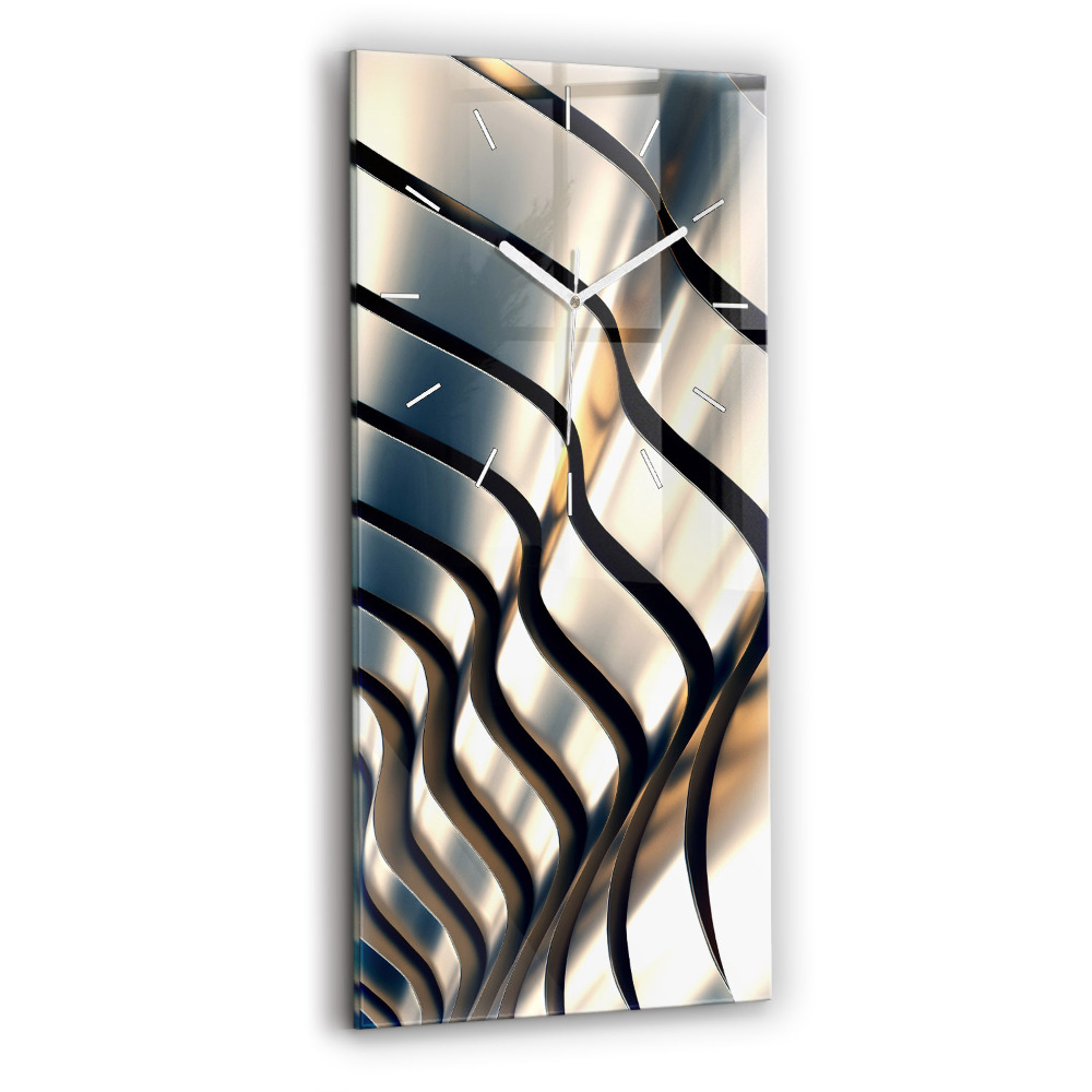 Zegar szklany Srebrny wzór