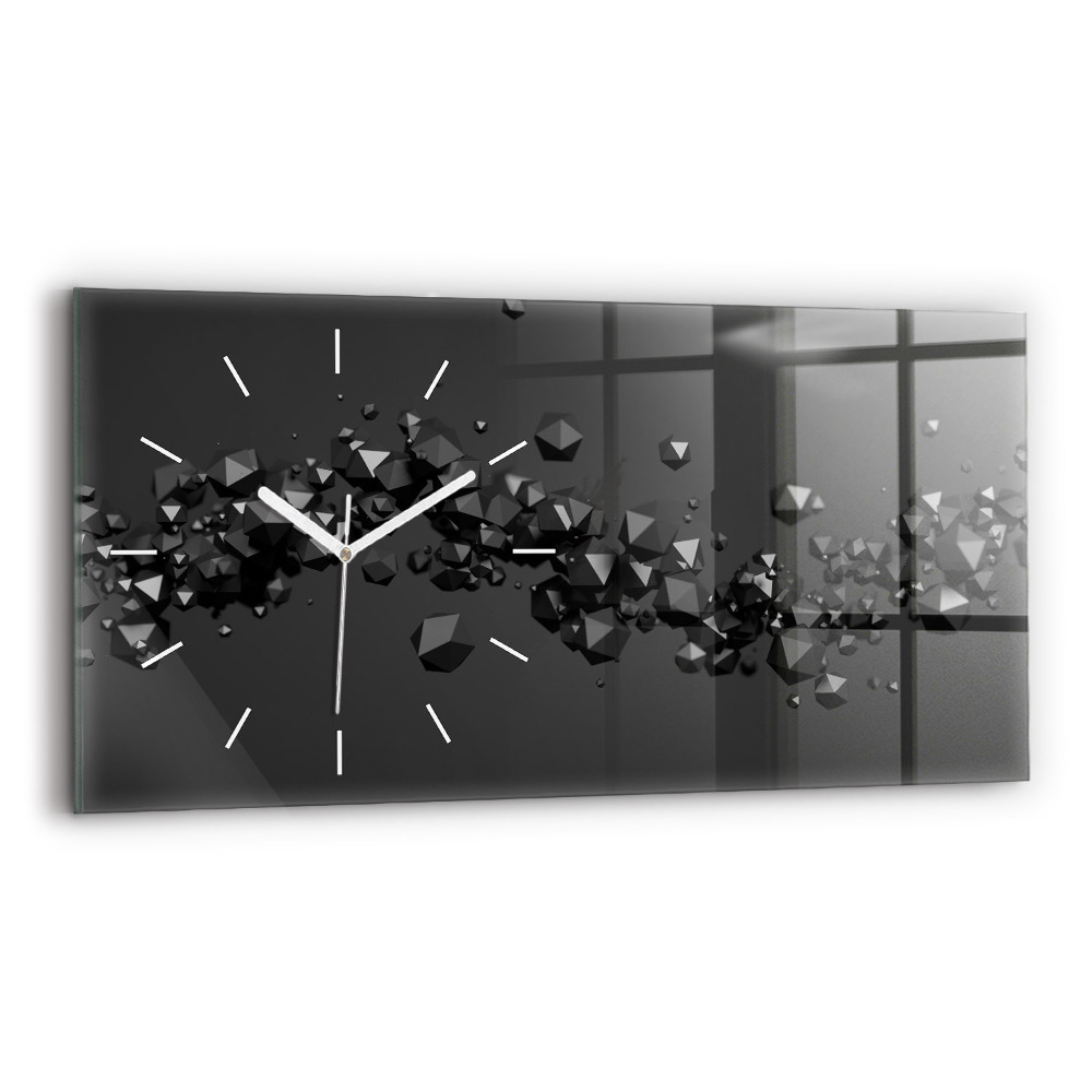 Zegar szklany Czarna abstrakcja