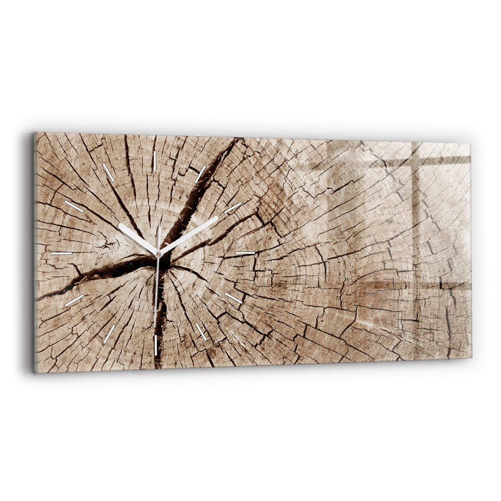 Zegar szklany Stary pień drewna