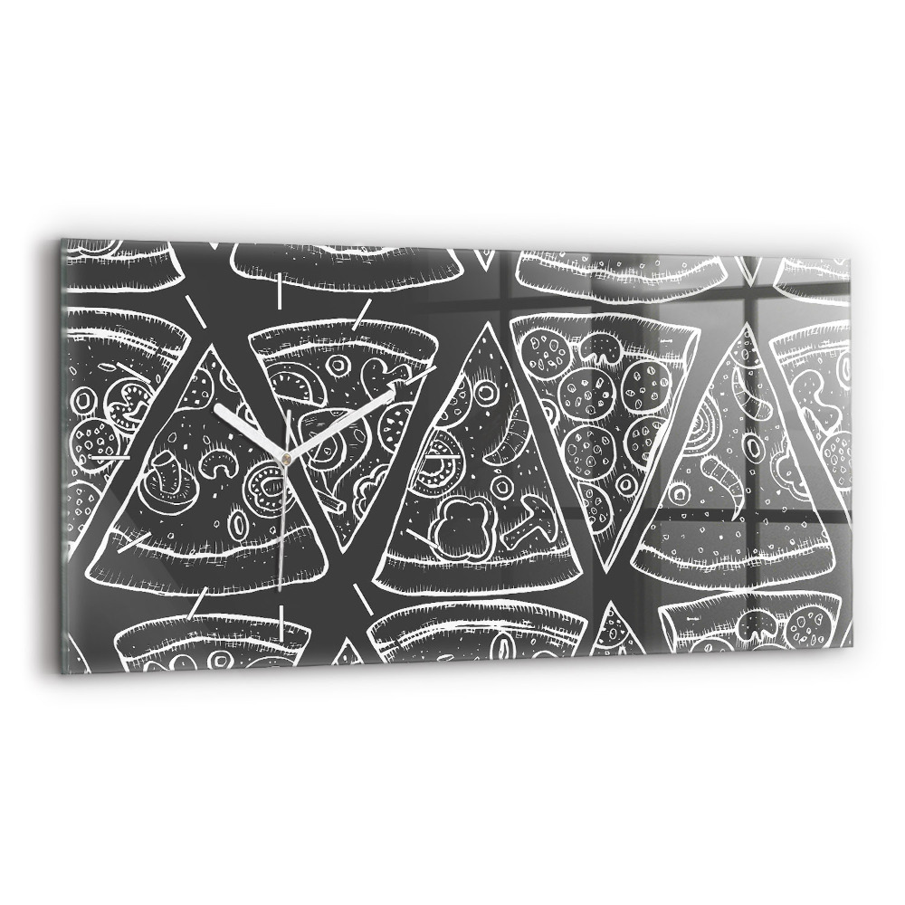 Zegar szklany Namalowana pizza