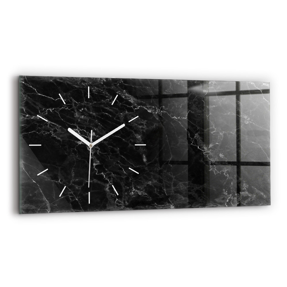 Zegar szklany Ciemny marmur
