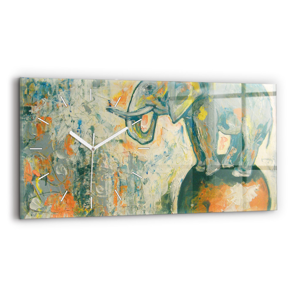 Zegar szklany Malowana postura słonia