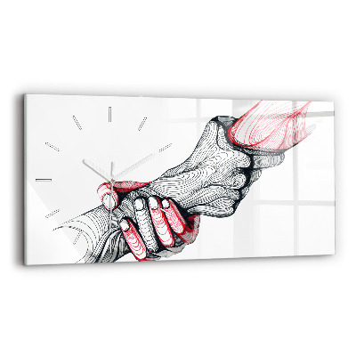 Zegar szklany Trzymające się Ręce