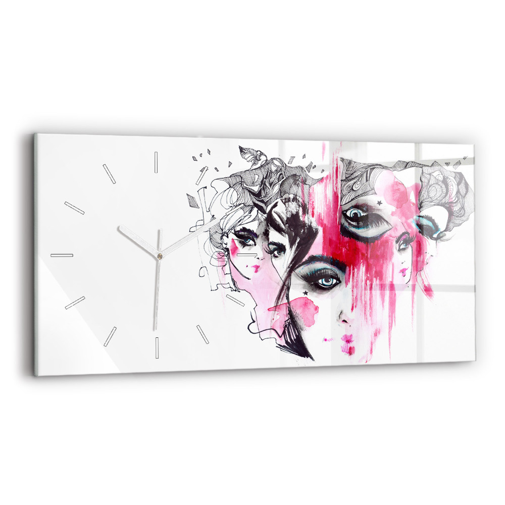 Zegar szklany Wiele Twarzy Abstrakcja