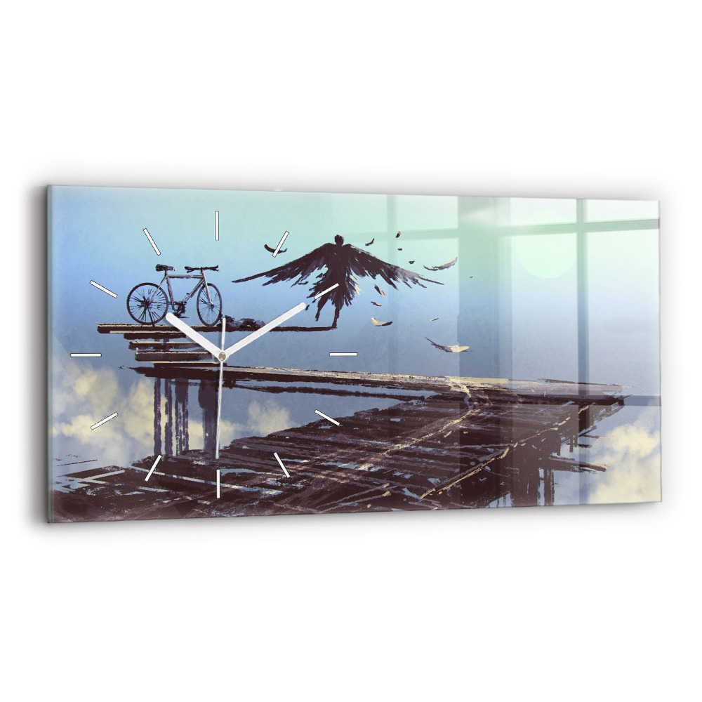 Zegar szklany Anioł Rower