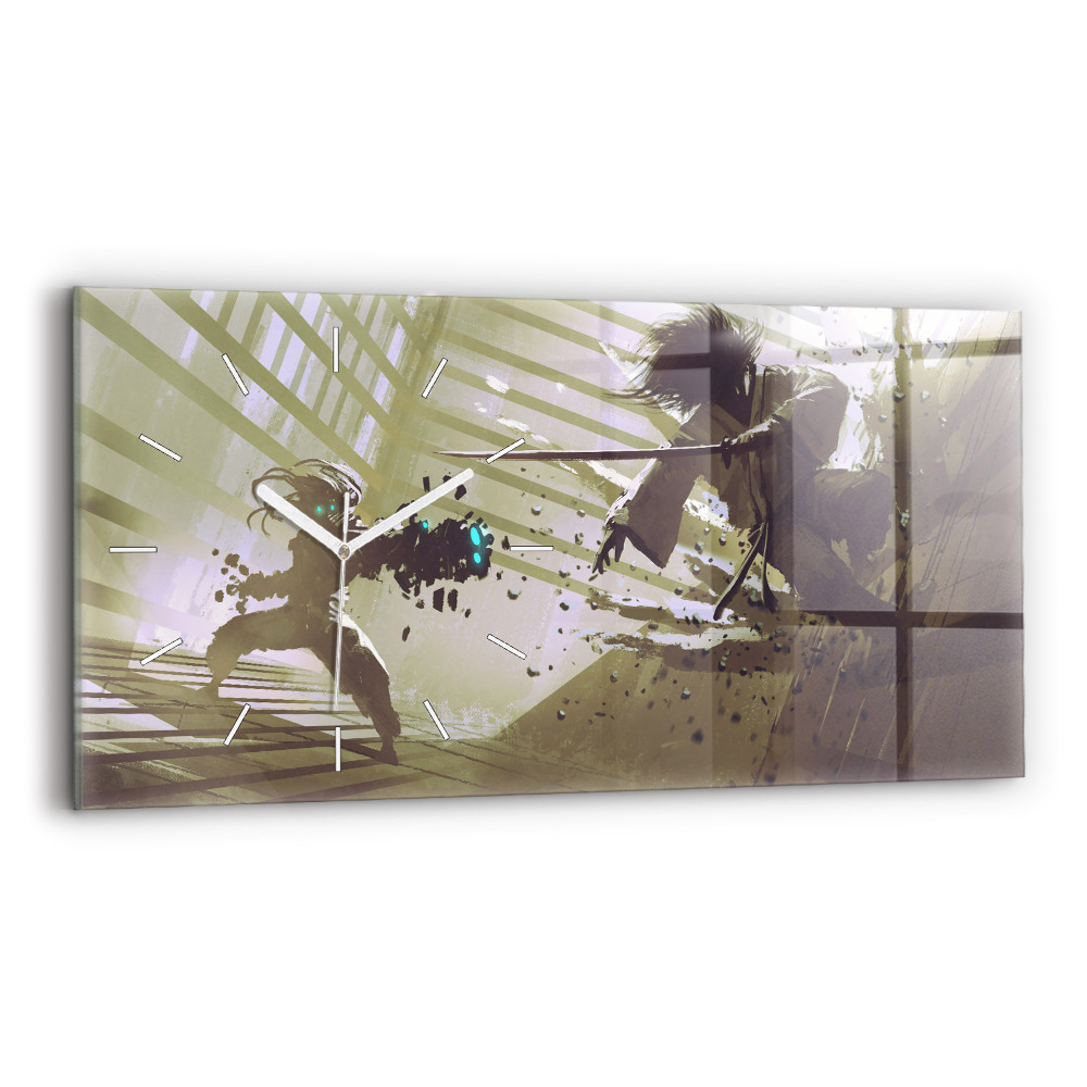 Zegar szklany Walka robota i samuraja