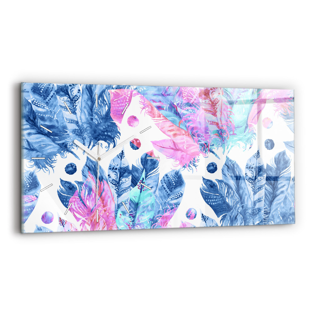 Zegar szklany Kolorowe pióra