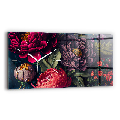 Zegar szklany Vintage bukiet kwiatów