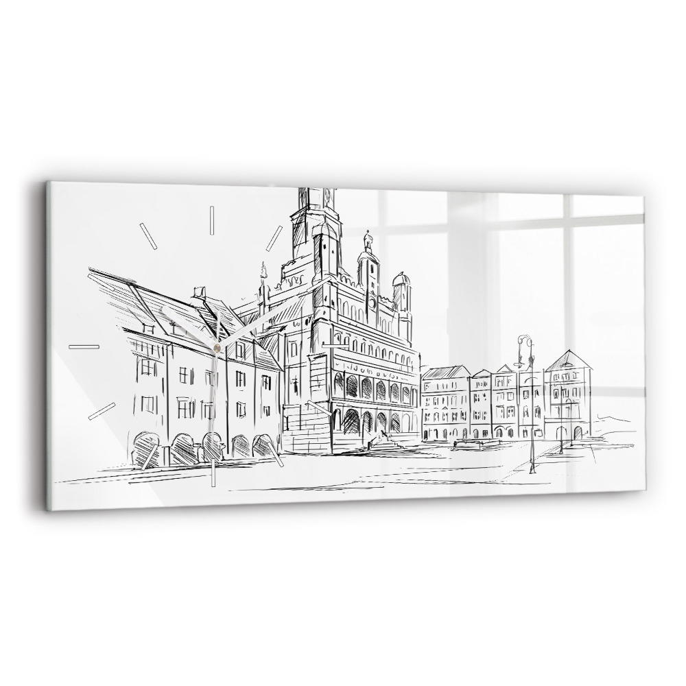 Zegar szklany Szkic starego miasta Poznań