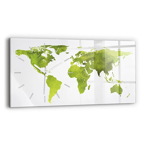 Zegar szklany Akwarele mapa świata