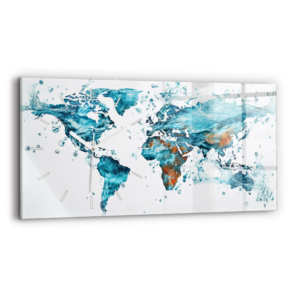 Zegar szklany Wodna mapa świata