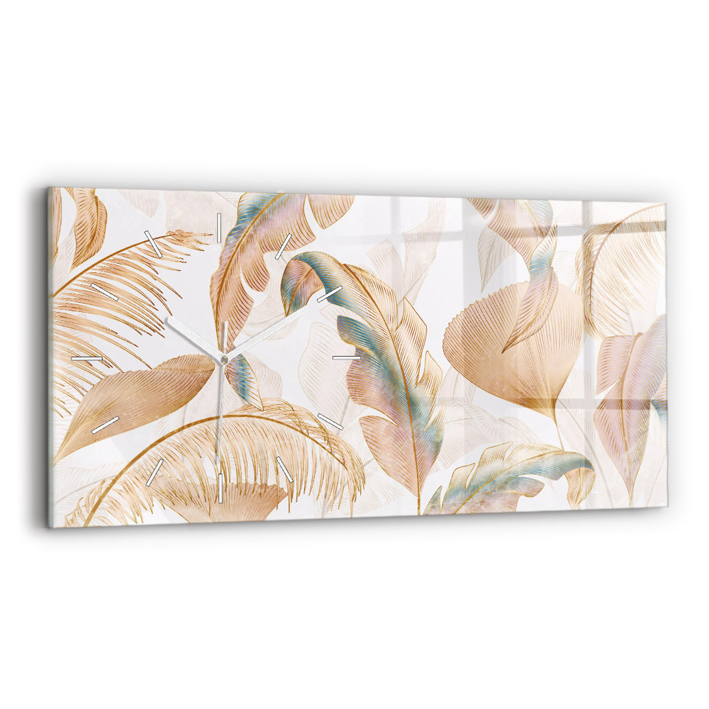 Zegar szklany Wzór liści natura