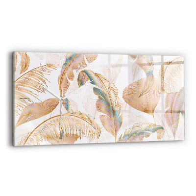 Zegar szklany Wzór liści natura