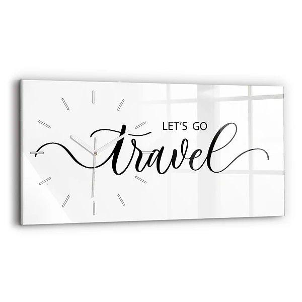 Zegar szklany Napis Travel