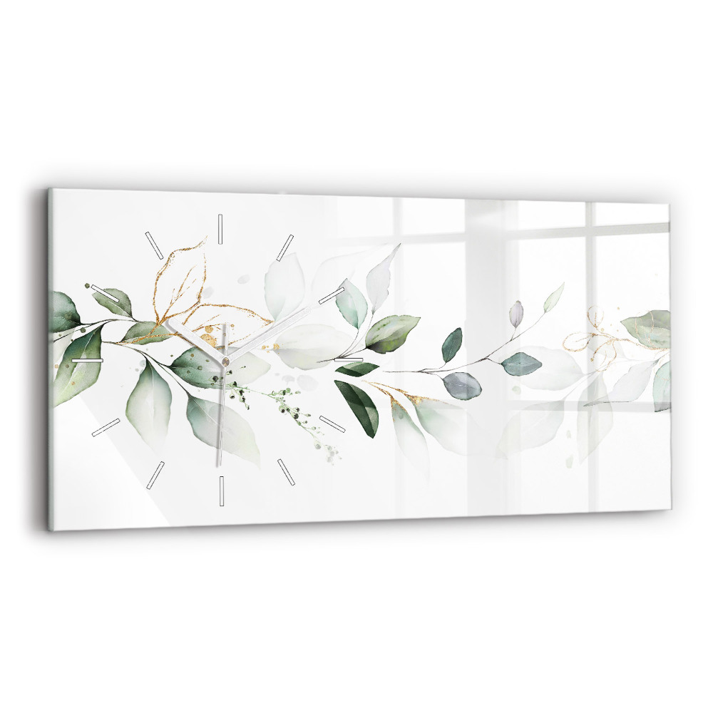 Zegar szklany Abstrakcja liście