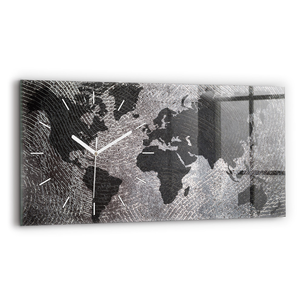 Zegar szklany Mapa świata beton