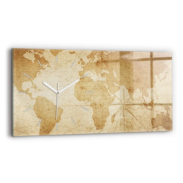 Zegar szklany Mapa świata vintage