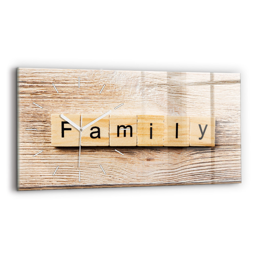 Zegar szklany Napis rodzina