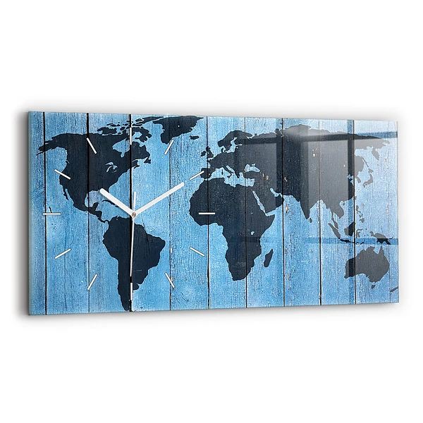 Zegar szklany Mapa świata deski