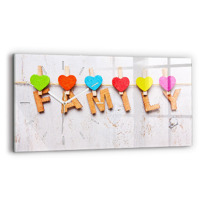 Zegar szklany Napis rodzina