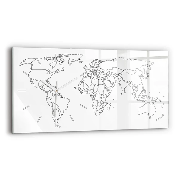 Zegar szklany Konturowa mapa świata