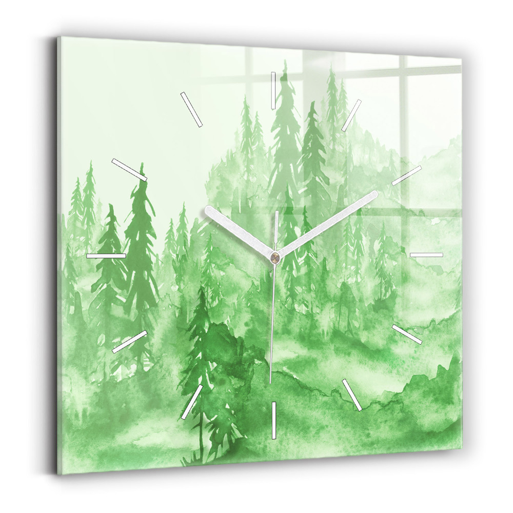 Zegar szklany Malarstwo zielony las