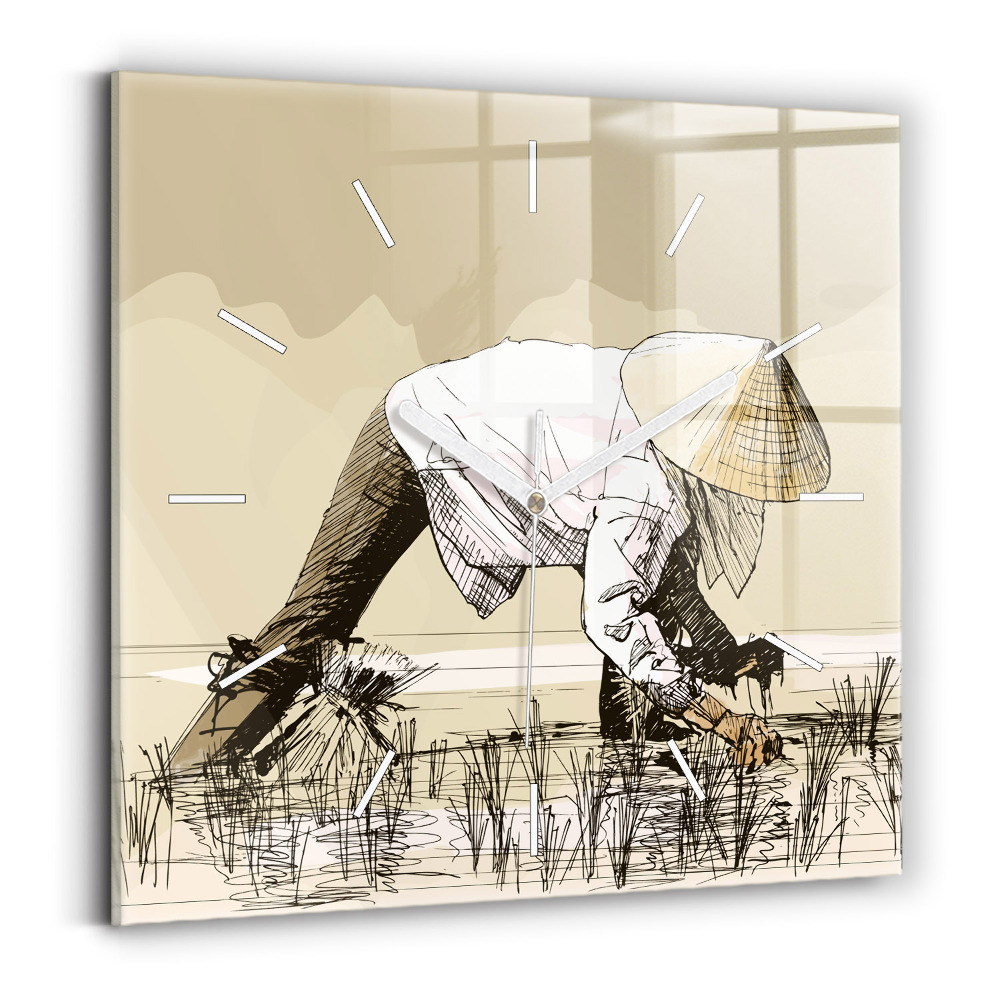 Zegar szklany Kobieta zbierająca ryż