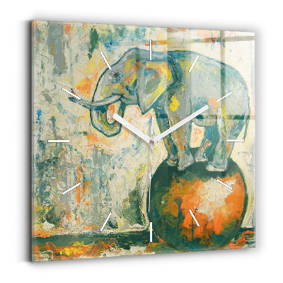 Zegar szklany Malowana postura słonia