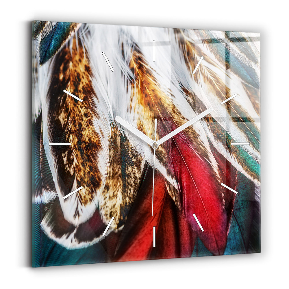 Zegar szklany Jasnobrązowe pióra ptaka