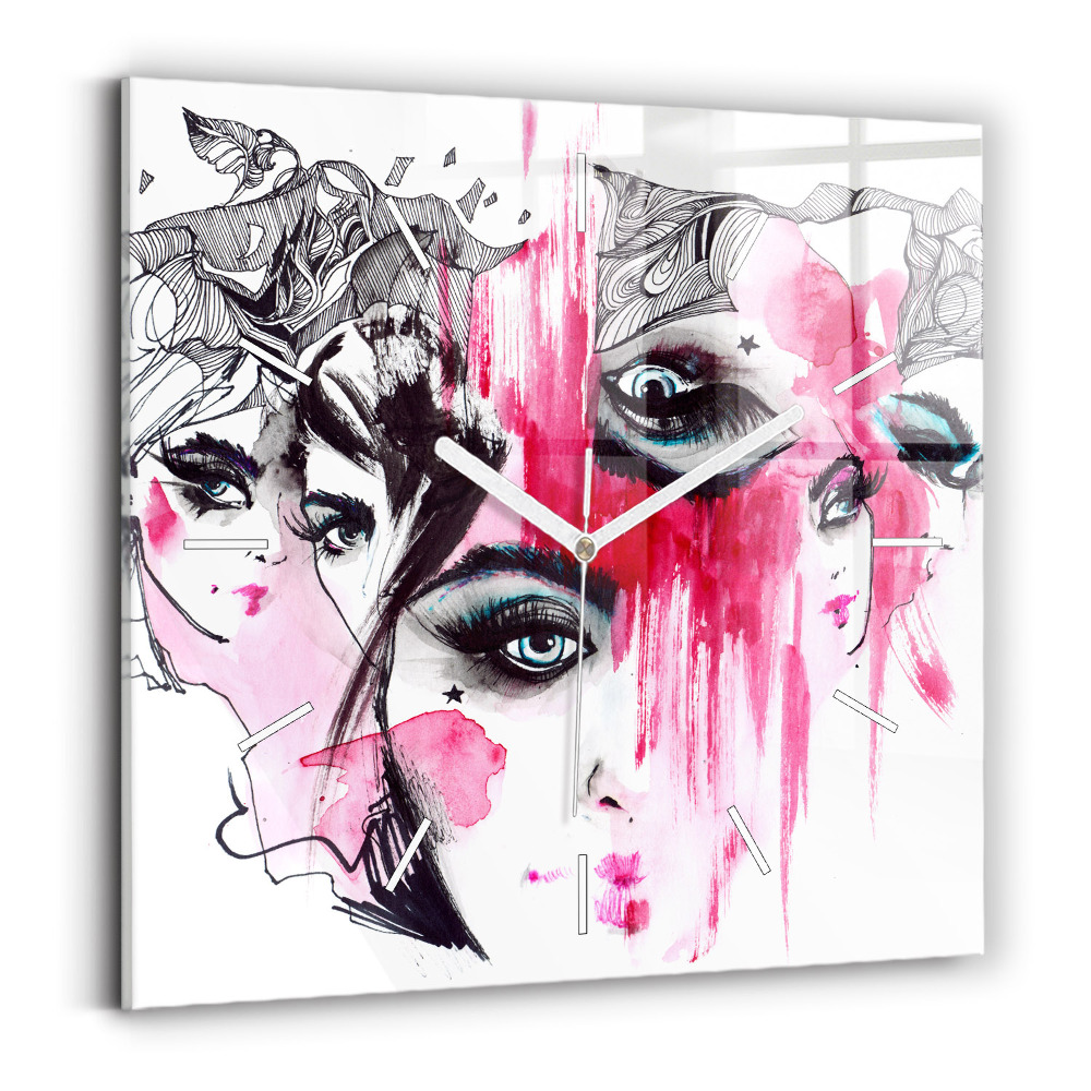 Zegar szklany Wiele twarzy abstrakcja