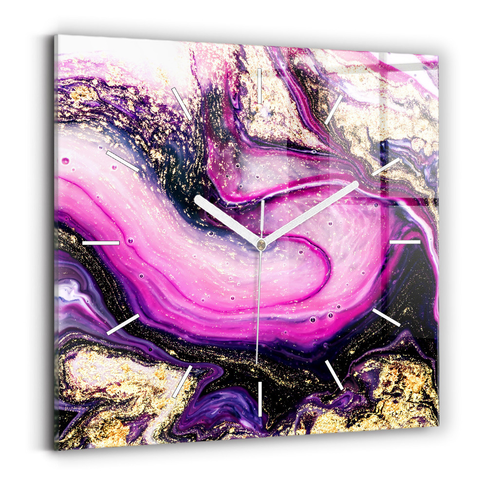 Zegar szklany Abstrakcja marmur