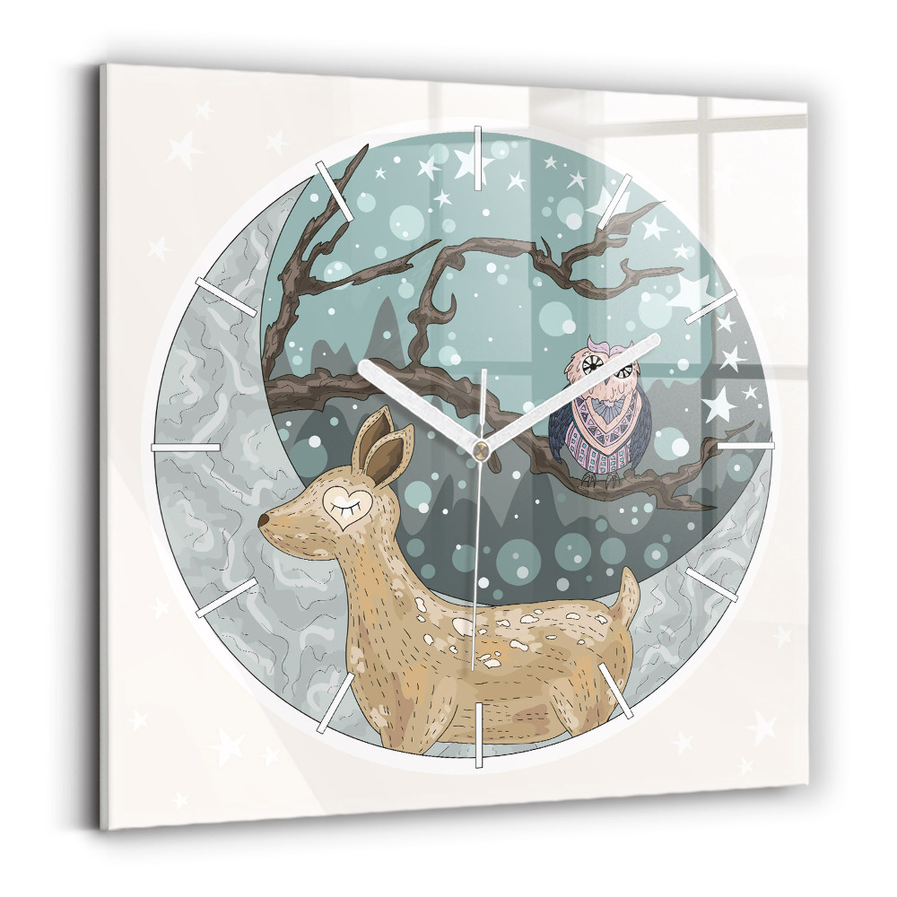 Zegar szklany Nocne zwierzęta i księżyc