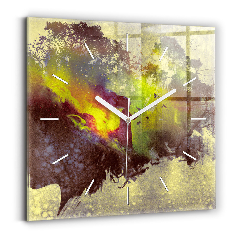 Zegar szklany Kobieta w lesie