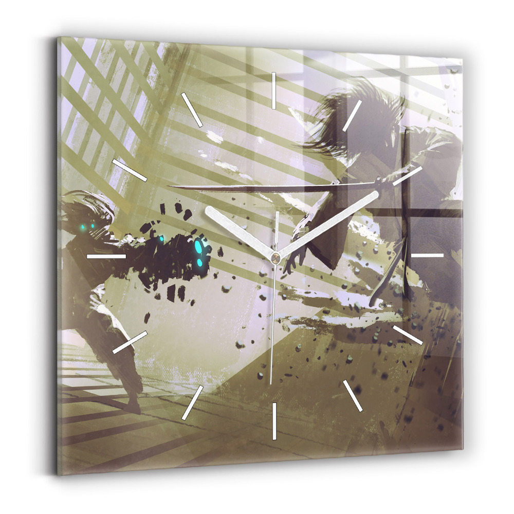 Zegar szklany Walka robota i samuraja