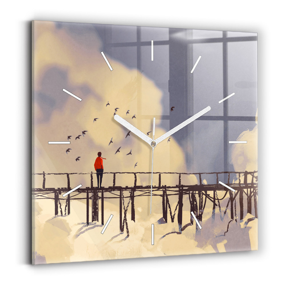 Zegar szklany Człowiek na starym moście