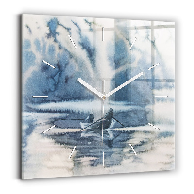 Zegar szklany Rybak na jeziorze