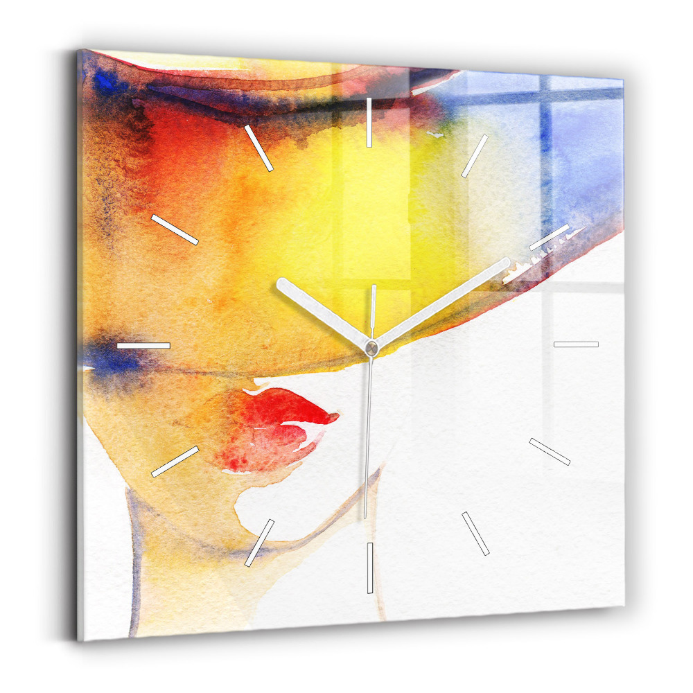 Zegar szklany Kobieta w kapeluszu