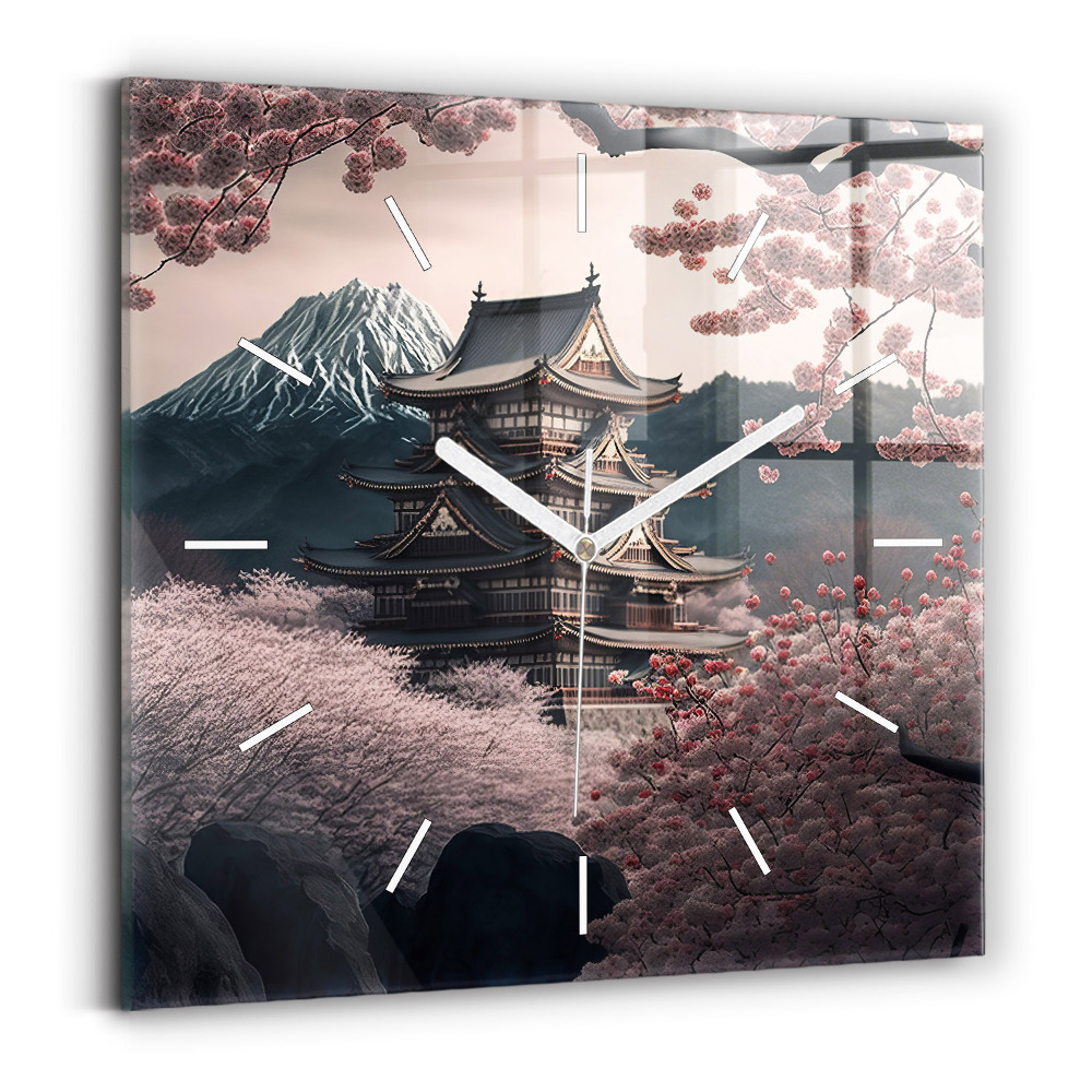 Zegar szklany Wieża i kwiaty w Azji