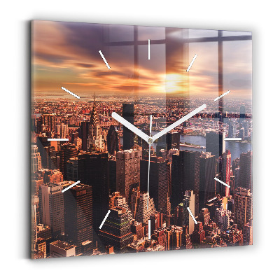 Zegar szklany Panorama miasta zachód