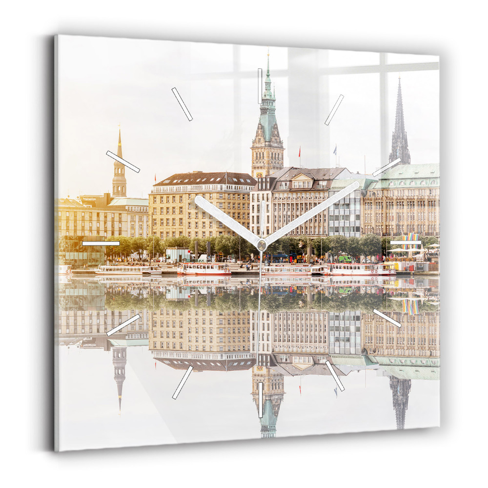 Zegar szklany Rzeka Hamburg Niemcy