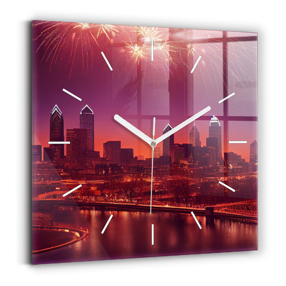 Zegar szklany Miasto nocą w Philadelphia