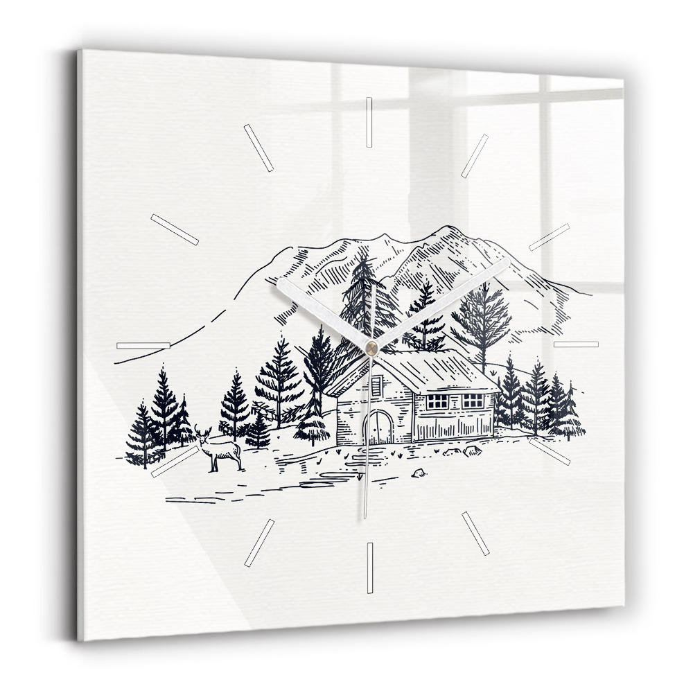 Zegar szklany Rysunkowe miasteczko