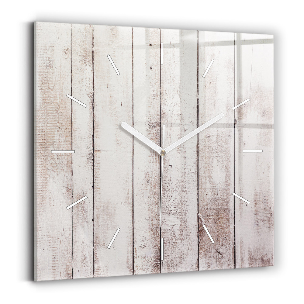 Zegar szklany Jasne deski drewna